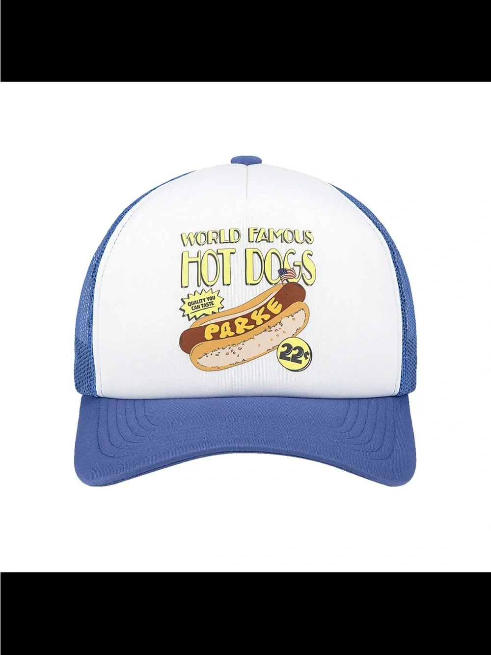 Parke Blue & White 'World Famous Hot Dogs”  Hat